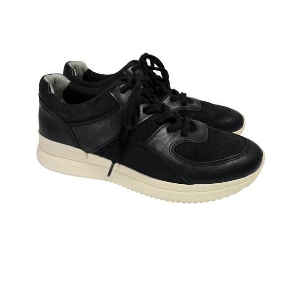 O By Everlane The Trainer Black Leather Suede Sneakers Size M US 8 / F US 10 - Picture 1 of 9